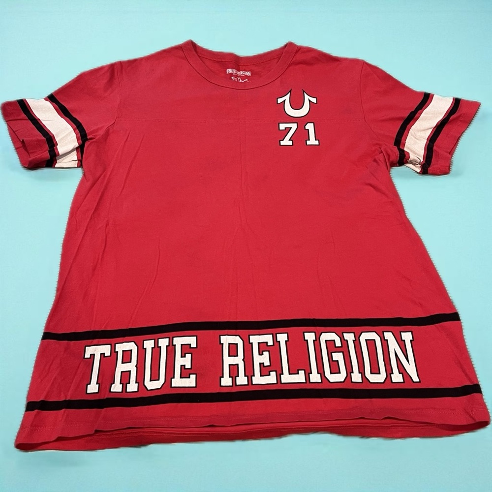 True Religion Varsity Logo T-Shirt Red Size XXL